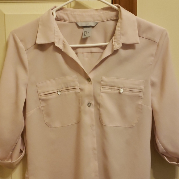 Rose pink double pocket button up blouse - Picture 2 of 2